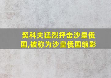 契科夫猛烈抨击沙皇俄国,被称为沙皇俄国缩影