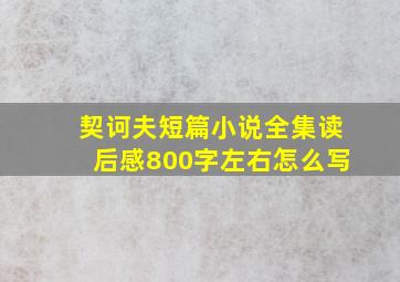 契诃夫短篇小说全集读后感800字左右怎么写