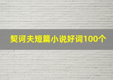 契诃夫短篇小说好词100个