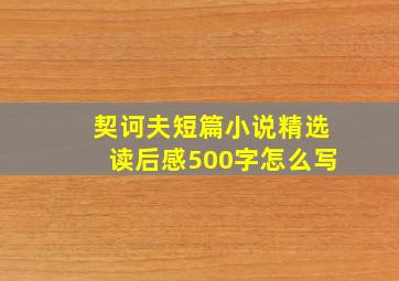 契诃夫短篇小说精选读后感500字怎么写