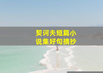 契诃夫短篇小说集好句摘抄