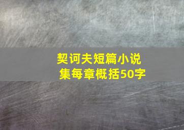 契诃夫短篇小说集每章概括50字