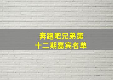 奔跑吧兄弟第十二期嘉宾名单