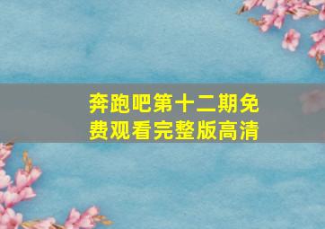 奔跑吧第十二期免费观看完整版高清