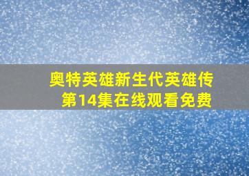 奥特英雄新生代英雄传第14集在线观看免费