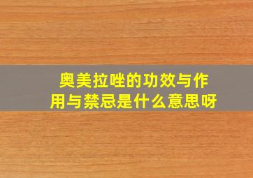 奥美拉唑的功效与作用与禁忌是什么意思呀