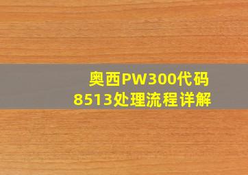 奥西PW300代码8513处理流程详解