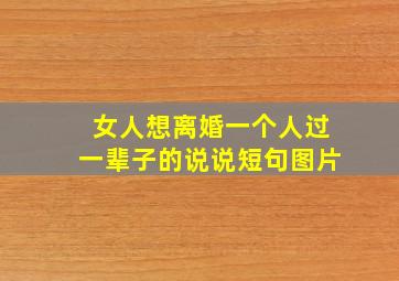 女人想离婚一个人过一辈子的说说短句图片