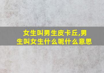 女生叫男生皮卡丘,男生叫女生什么呢什么意思