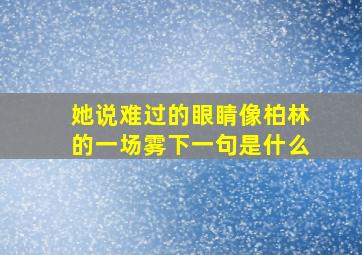 她说难过的眼睛像柏林的一场雾下一句是什么