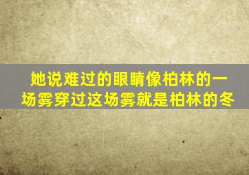 她说难过的眼睛像柏林的一场雾穿过这场雾就是柏林的冬