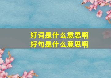 好词是什么意思啊好句是什么意思啊