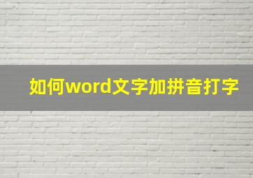 如何word文字加拼音打字