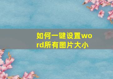 如何一键设置word所有图片大小