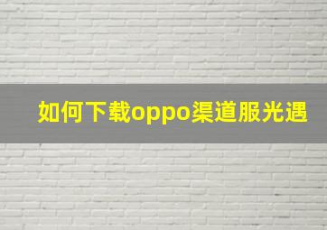 如何下载oppo渠道服光遇