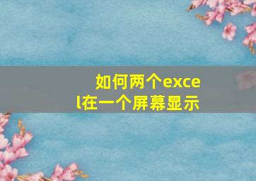 如何两个excel在一个屏幕显示