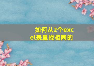 如何从2个excel表里找相同的