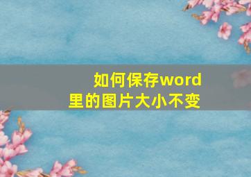 如何保存word里的图片大小不变