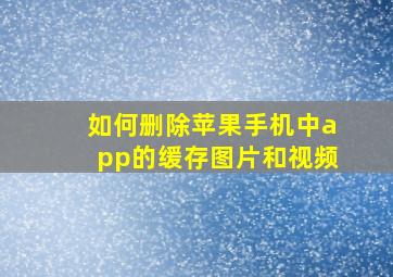 如何删除苹果手机中app的缓存图片和视频