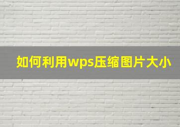 如何利用wps压缩图片大小