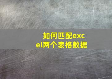 如何匹配excel两个表格数据