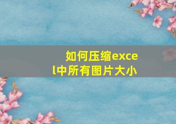 如何压缩excel中所有图片大小