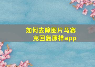 如何去除图片马赛克回复原样app