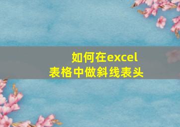 如何在excel表格中做斜线表头