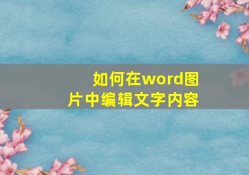 如何在word图片中编辑文字内容