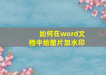 如何在word文档中给图片加水印