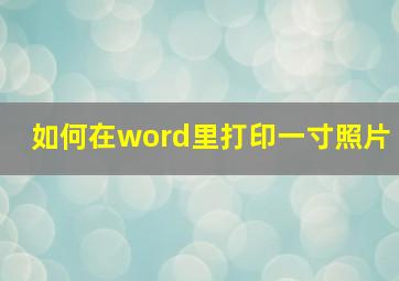 如何在word里打印一寸照片