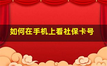 如何在手机上看社保卡号