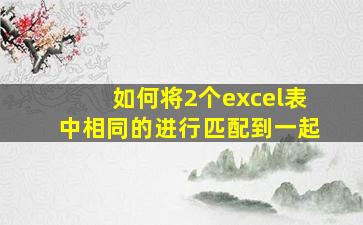 如何将2个excel表中相同的进行匹配到一起