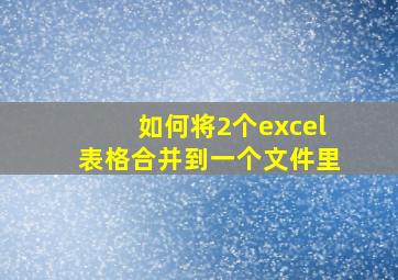 如何将2个excel表格合并到一个文件里