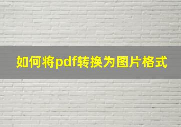 如何将pdf转换为图片格式