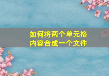 如何将两个单元格内容合成一个文件