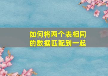 如何将两个表相同的数据匹配到一起