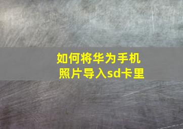 如何将华为手机照片导入sd卡里