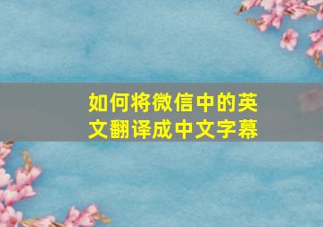 如何将微信中的英文翻译成中文字幕