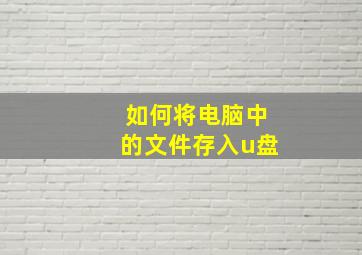 如何将电脑中的文件存入u盘