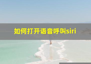 如何打开语音呼叫siri