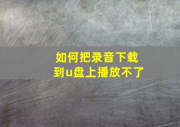 如何把录音下载到u盘上播放不了