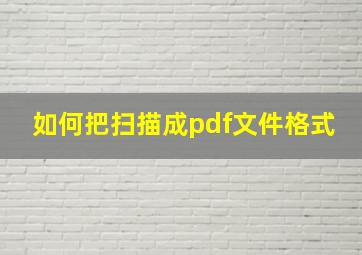 如何把扫描成pdf文件格式