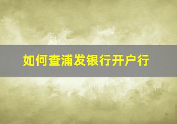 如何查浦发银行开户行