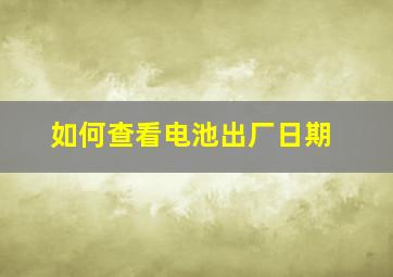 如何查看电池出厂日期