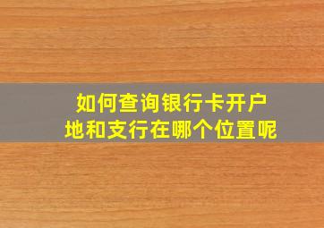 如何查询银行卡开户地和支行在哪个位置呢