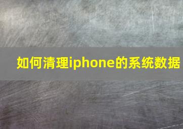 如何清理iphone的系统数据