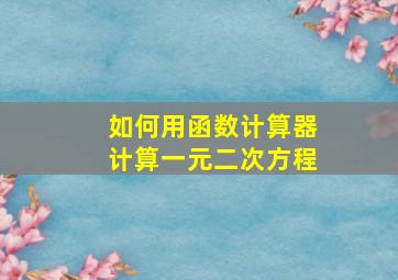 如何用函数计算器计算一元二次方程