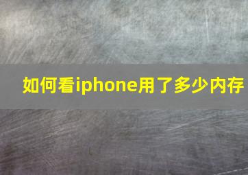 如何看iphone用了多少内存