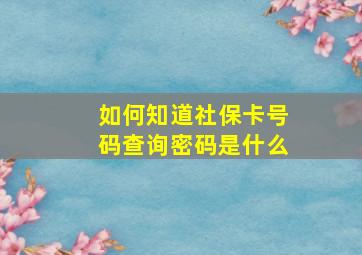 如何知道社保卡号码查询密码是什么